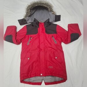 OSHKOSH B'GOSH Red Winter Jacket with Faux Fur Hood For Boys